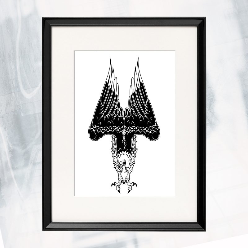 JL02-EX-D- Diving Eagle_framed